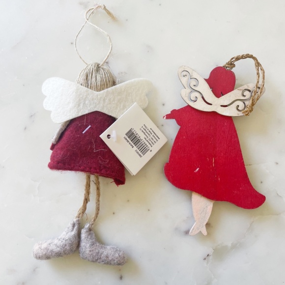 Christmas Angel Ornaments, Set of 2, Natural Wooden & Felt Style - Picture 5 of 10